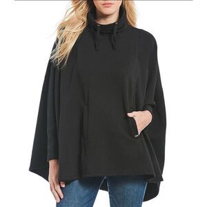 Ugg Australia Pichot Turtleneck Poncho with Pockets Batsleeve Sweater Black XL